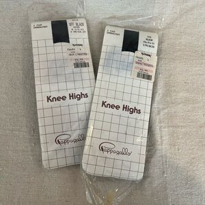 Vintage Women's Knee Highs - Size 8.5 - 11 - Off Black & Black - 3 Pair Each